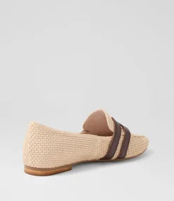 Women TOP END Loafers|Flats-Saltis Nougat Choc Fabric Loafers