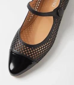 Women TOP END Flats-Sandor Black Patent Leather Ballet Flats