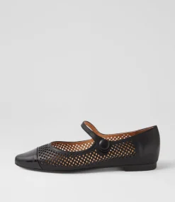 Women TOP END Flats-Sandor Black Patent Leather Ballet Flats