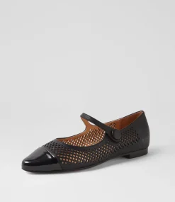Women TOP END Flats-Sandor Black Patent Leather Ballet Flats