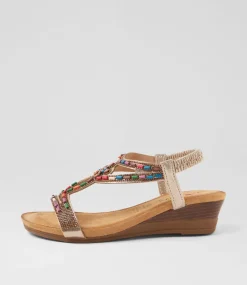 Women I LOVE BILLY Heels|Sandals-Sandy Pale Gold Multi Sandals