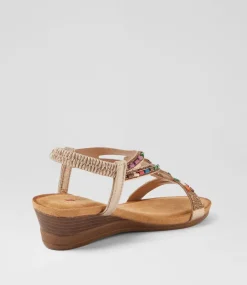 Women I LOVE BILLY Heels|Sandals-Sandy Pale Gold Multi Sandals