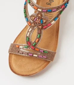 Women I LOVE BILLY Heels|Sandals-Sandy Pale Gold Multi Sandals