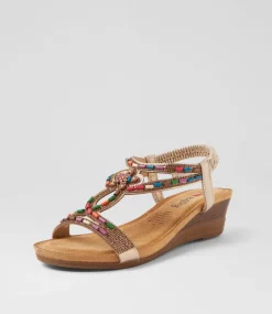 Women I LOVE BILLY Heels|Sandals-Sandy Pale Gold Multi Sandals