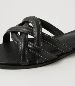 Women DIANA FERRARI Flats|Sandals-Santia Black Leather Sandals