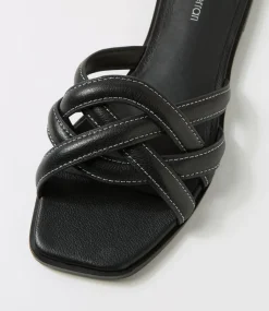 Women DIANA FERRARI Flats|Sandals-Santia Black Leather Sandals