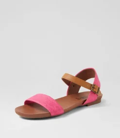 Women I LOVE BILLY Flats|Sandals-Saratoga Pink Denim Tan Sandals