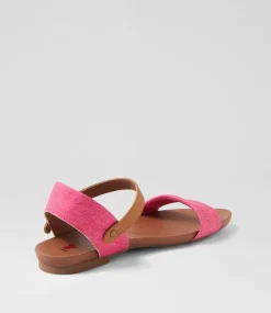 Women I LOVE BILLY Flats|Sandals-Saratoga Pink Denim Tan Sandals
