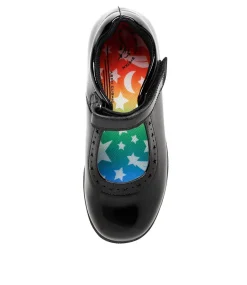 LYNX Junior School Shoes-SASHA VEL BLACK