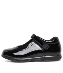 LYNX Junior School Shoes-SASHA VEL BLACK