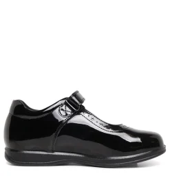 LYNX Junior School Shoes-SASHA VEL BLACK