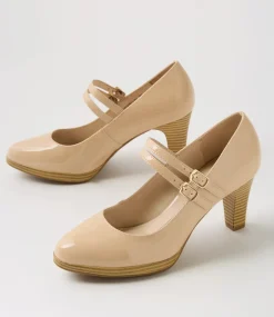 Women SUPERSOFT Dress|Comfort-Sayshell Nude Patent Leather Heels