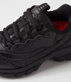 LYNX Sport School Shoes|Junior School Shoes-Scoot Jnr E Lace Black Leather Sneakers