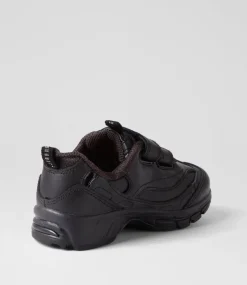 LYNX Sport School Shoes|Junior School Shoes-Scoot Jnr E Vel Black Leather Sneakers