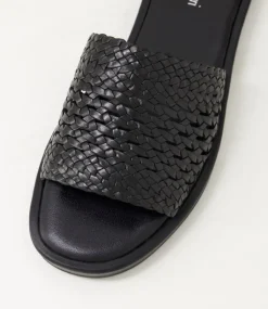 Women DIANA FERRARI Flats|Sandals-Selica Black Leather Sandals