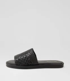 Women DIANA FERRARI Flats|Sandals-Selica Black Leather Sandals