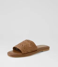 Women DIANA FERRARI Flats|Sandals-Selica Tan Leather Sandals