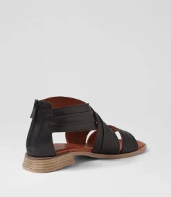 Women DIANA FERRARI Flats|Sandals-Selino Black Leather Sandals