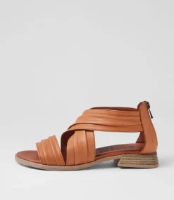 Women DIANA FERRARI Flats|Sandals-Selino Tan Leather Sandals