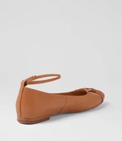 Women TOP END Flats-Sella Dark Tan Leather Ballet Flats