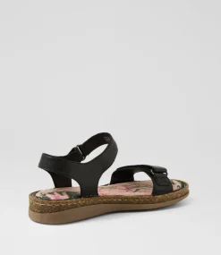 Women COLORADO Comfort|Flats-Selly Black Leather Sandals