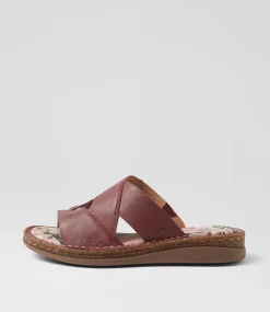 Women COLORADO Comfort|Slides-Selse Burnt Red Leather Slides