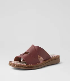 Women COLORADO Comfort|Slides-Selse Burnt Red Leather Slides