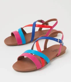 Women I LOVE BILLY Flats|Sandals-Seratu Magenta Blue Multi Sandals