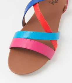 Women I LOVE BILLY Flats|Sandals-Seratu Magenta Blue Multi Sandals