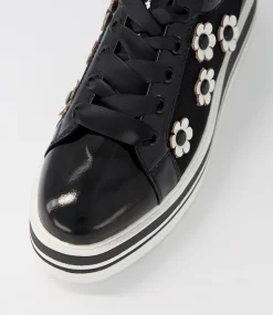Women TOP END Sneakers-Sereno Black White Patent Multi Sneakers