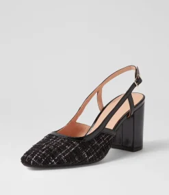 Women DIANA FERRARI Heels-SHADIE DF BLACK TWEED BLACK FABRIC PATENT