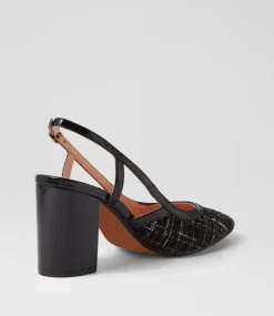 Women DIANA FERRARI Heels-SHADIE DF BLACK TWEED BLACK FABRIC PATENT