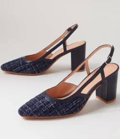 Women DIANA FERRARI Heels-SHADIE DF NAVY TWEED NAVY FABRIC LEATHER