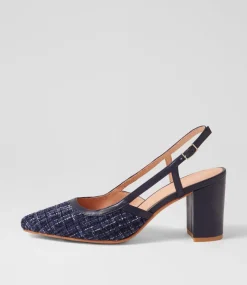Women DIANA FERRARI Heels-SHADIE DF NAVY TWEED NAVY FABRIC LEATHER