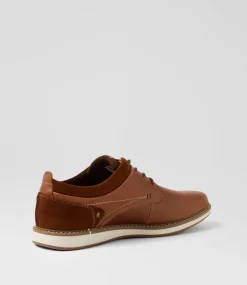COLORADO Casuals-Shaggy Cognac Leather Lace Up Flats