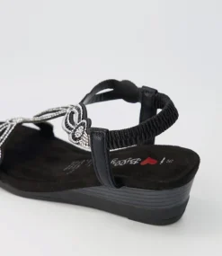 Women I LOVE BILLY Wedges|Heels-Shalaga Black Multi Sandals