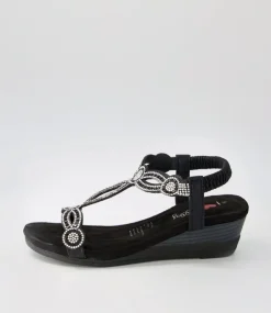 Women I LOVE BILLY Wedges|Heels-Shalaga Black Multi Sandals