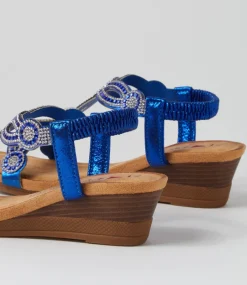 Women I LOVE BILLY Wedges|Heels-Shalaga Blue Multi Sandals
