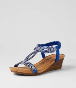 Women I LOVE BILLY Wedges|Heels-Shalaga Blue Multi Sandals