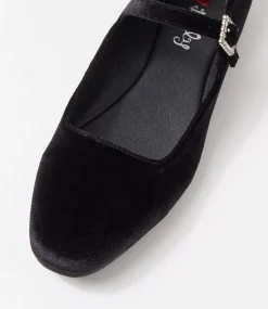 Women I LOVE BILLY Flats-Shali Black Velvet Flat Shoes