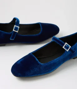 Women I LOVE BILLY Flats-Shali Navy Velvet Flat Shoes