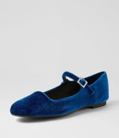 Women I LOVE BILLY Flats-Shali Navy Velvet Flat Shoes
