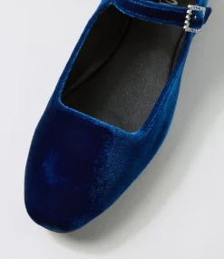 Women I LOVE BILLY Flats-Shali Navy Velvet Flat Shoes