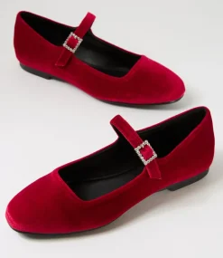Women I LOVE BILLY Flats-Shali Ruby Velvet Flat Shoes