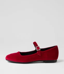 Women I LOVE BILLY Flats-Shali Ruby Velvet Flat Shoes