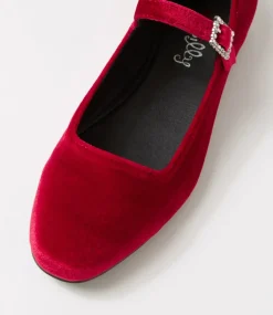 Women I LOVE BILLY Flats-Shali Ruby Velvet Flat Shoes