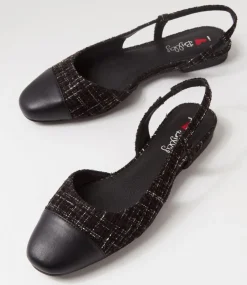 Women I LOVE BILLY Flats-Shalo Black Tweed Fabric Flat Shoes