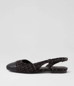 Women I LOVE BILLY Flats-Shalo Black Tweed Fabric Flat Shoes
