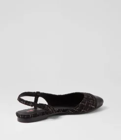 Women I LOVE BILLY Flats-Shalo Black Tweed Fabric Flat Shoes