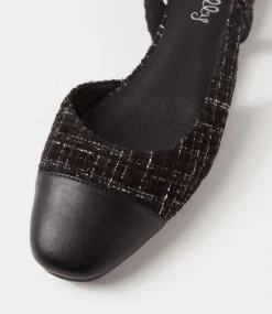 Women I LOVE BILLY Flats-Shalo Black Tweed Fabric Flat Shoes